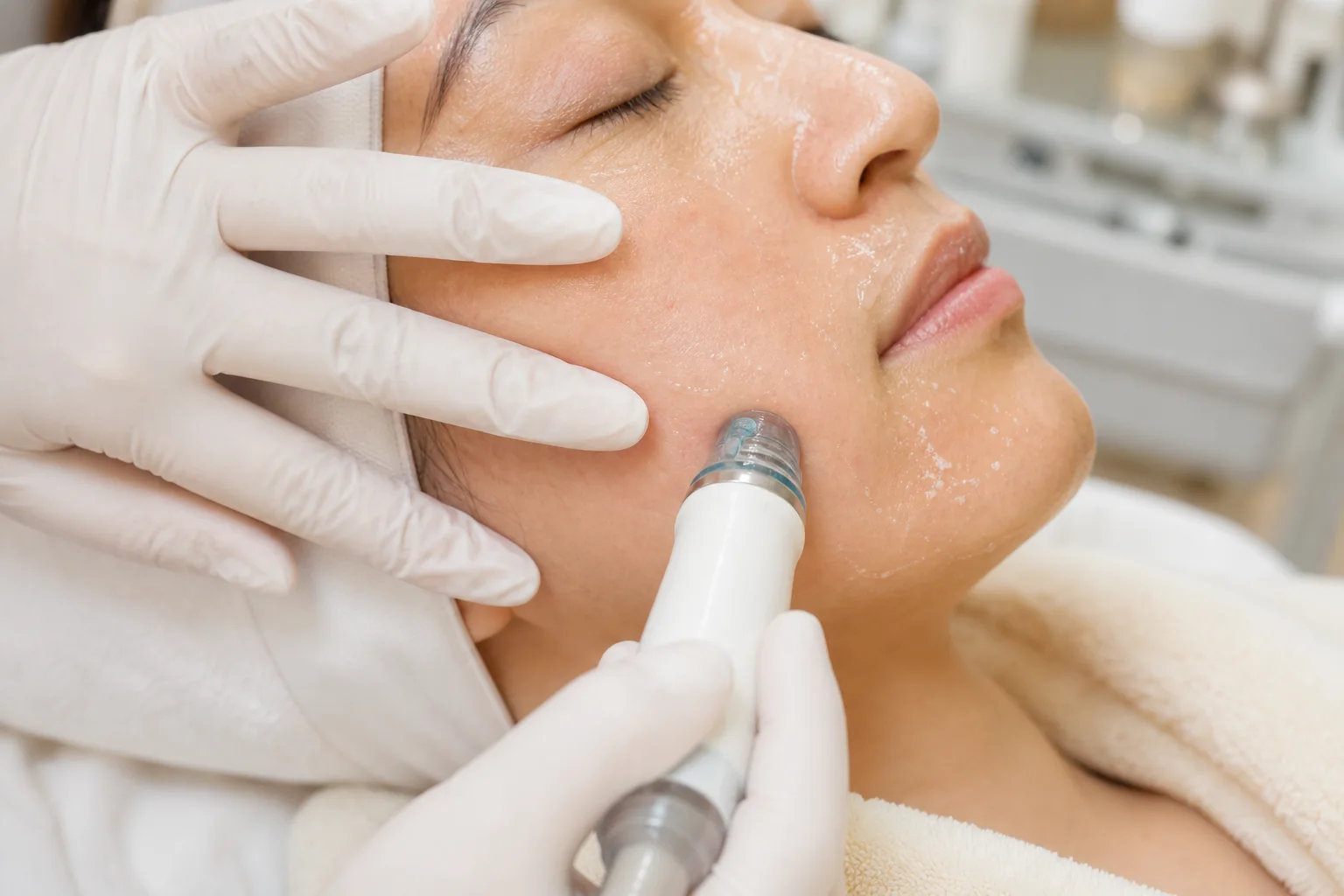 Close-up medical facial hydration procedure at Lavish Skin Clinic